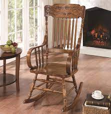 Maybe you would like to learn more about one of these? Coaster Rockers Wood Rocking Chair With Ornamental Headrest And Oak Finish Rife S Home Furniture Wood Rockers