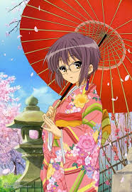 nagato yuki in glasses and a kimono anime anime art girl anime kimono