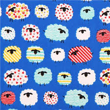 Blue Sheep Fun Oxford Fabric By Kokka From Japan 1 Telas Animales Modes4u