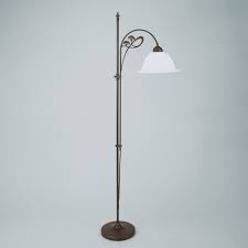 Jugendstil Stehleuchte In Messing Mit Glasschirm