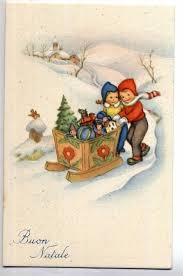 Mariapia Bambini Trasportano Giocattoli Sulla Neve Alberello Pc Circa 1940 Italy Coll Biglietti Di Natale Vintage Illustrazione Di Natale Cartoline Di Natale
