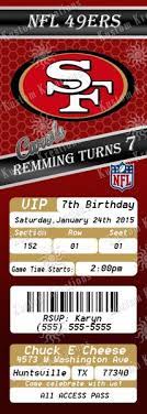 Nfl San Francisco 49ers Birthday Invitations Birthday Invitations Ticket Invitation Birthday 2nd Birthday Invitations