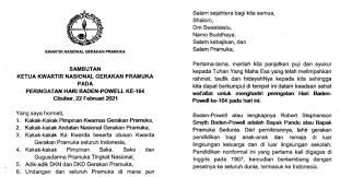 Melihat rambut indahnya yang terjuntai indah itu, sepertinya kak ochi baru akan memakai. Sambutan Ka Kwarnas Pada Peringatan Hari Baden Powell Ke 164 Pramuka Diy
