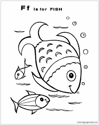 Near the letters, animals or objects that correspond to the letter can be depicted. Letter F Is For Fish Coloring Pages Alphabet Coloring Pages Coloring Pages For Kids And Adults