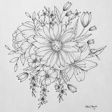 Black And White Daisy Tattoo Designs Shoulder Piece Sunflower Lily Peony Flowers Tattoo Tulips Drawing Art Sketchbook Flower Tattoo Shoulder Flower Tattoo Drawings Shoulder Tattoo