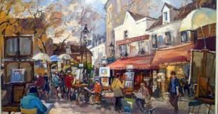 Robert Ricard Place Du Tertre Et Ses Artistes En Hiver Montmartre Paris Pittura Parigi