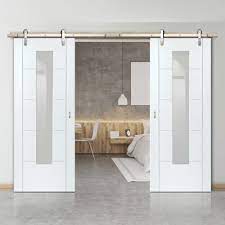 double sliding door straight stainless steel track emral white doors clear glass prefinished sliding doors interior barn style sliding doors doors interior