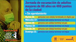 Medellín habilitó la vacunación anticovid sin cita para los mayores de 60 años. Adultos Mayores De 80 Podran Vacunarse Sin Cita Previa En Bogota Bogota Gov Co