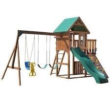 Wood Playsets Swing Sets At Lowes Com Swing And Slide Swing Set Swing Set Plans