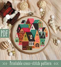 Modern Cross Stitch Pattern City Cross Stitch Pattern House Etsy Modern Cross Stitch Patterns Cross Stitch Modern Cross Stitch