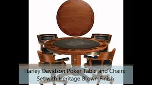 Poker table and chairs set. Harley Davidson Poker Table And Chairs Set With Heritage Brown Finish Youtube