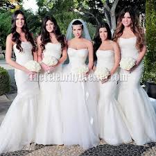 Kim kardashian west posted a number of pictures on her fifth wedding anniversary to instagram, including this dreamy photo. Celebrity Kim Kardashian Wedding White Mermaid Bridesmaid Dresses Thecelebritydresses
