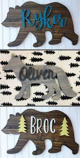 Woodland Animal Name Sign Custom Name Sign Home Decor Baby Bear Nursery Name Sign Rustic Sign Rustic Decor Rus Baby Decor Bear Nursery New Baby Products