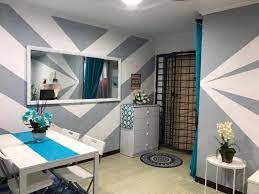 Saya mendapat tawaran kerja mengecat 5 dinding (5 corak). Gambar Hanya Guna Cat Hasilkan Corak Geometri Di Dinding Hasilnya Rumah Flat Pkns Ini Sangat Ohsem Impiana