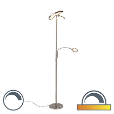 Modern led floor lamps uk. Modern Floor Lamp Uplighter With Adjustable Reading Arm Steel Incl Led Moderno Ii Lampandlight