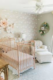 Modern Girl S Vintage Modern Girl S Nursery With Rose Gold Crib In 2020 Vintage Baby Girl Nursery Girl Nursery Room Vintage Baby Rooms
