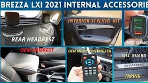 Velocity kit interior styling kitvitara brezza vdi interior styling kit / velocity kit it is a maruti suzuki genuine accessoriesyou can get it installed in. Brezza Lxi 2021 Internal Accesories Rear Headrest Installed Armrest Styling Kit The Car Rush Youtube