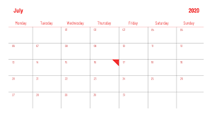 2201) august 19, 2020 (wednesday). Powerpoint Calendar Slide For July 2020