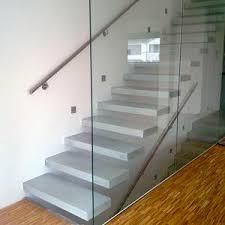 A cantilever is a beam, which is anchored at only one end. Straight Staircase Commercial Cantilevered Stairs Siller Stairs Contemporary Glass Frame Concrete Steps
