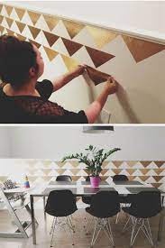 May 28, 2020 · with this method, the wall will not be damaged and the fabric can be easily removed when the time comes. 10 Ways To Transform Your Walls Without Paint Home Decor Triangle Accent Wall Diy Decor