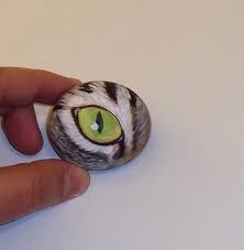 Original Hand Painted Cat Eye Rock Art Stone By Rockartusa Sanat Painting Rock