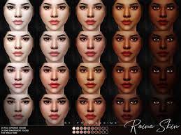 I put a red square around the skin tone i used in the picture . Sims 4 Cc Custom Content Skin Tones Pralinesims Raina Skin Female The Sims 4 Skin Sims Sims 4 Cc Skin