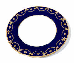 Copeland Spode Dinner Plates Cobalt Blue Ornate Gold Spode Citrine Crystal Necklace Gold Gilding