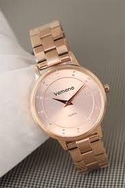 2 Yil Garantili Vomeno Marka Yeni Sezon Rose Renk Metal Kordonlu Tas Detayli Bayan Kol Saati Roz Gold Cuzdan Canta Metal