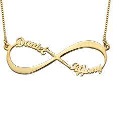 Gold Plated Sterling Silver Infinity Pendant Couples Name Necklace Custom Made With Two Names Gold Plated Sterling Silver Silver Infinity Infinity Pendant