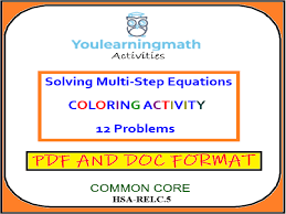 This coloring book math worksheet includes a worksheet on solving one step equations no. Solving Multi Step Equations Coloring Activity Teaching Resources