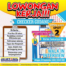 Lokercirebon lowongan kerja cirebon terbaru dan terupdate di wilayah tiga mencakup loker indramayu, loker majalengka, loker kuningan, lokercireboninfo. Lowongan Kerja Checker Gudang Hartono Depo Toko Bangunan Rembang Lowongan Rembang