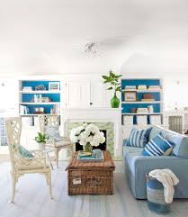 Architectural elements of a beach cottage style include white beadboard walls and ceilings. Beach Themed Living Room With Colorful Furniture Set Incredible Furniture