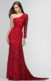 Gold Silver Red Sequins Beaded One Shoulder Long Sleeve Sequins Prom Dress One Sleeve Evening Dre Evening Dresses With Sleeves Red Evening Gowns Red Prom Dress