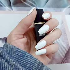 24pcs Coffin White False Nails Short Flat Top Fake Nails Glossy Plastics Fingernails Fake Ballerina Press On Nail Finger False Nails Aliexpress This nail is to match the matte black french ombre from last week.