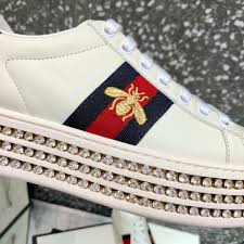 Gucci white sneakers with stones. Gucci Ace Platform Sneakers With Crystals Promotions