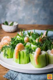 Here is a list of such snack items that goes perfectly with tea. Cucumber Canapes With Shrimp Appetizers Sunday Supper Movement