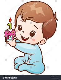 Vector Illustration Of Cartoon Cute Baby Holding Birthday Cake One Year Ilustracao De Bebe Illustration Artistas