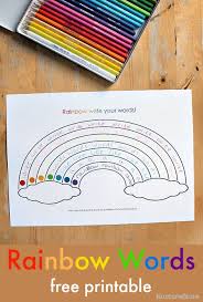 Rainbow Discovery Zone Rainbow Themed Activities And Printables Nurturestore Rainbow Writing Spelling And Handwriting Rainbow Words