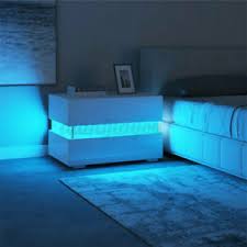 Arrange a single table on one side of the bed, or choose two complementary nightstands to flank each side. Insma Set Of 2 1 Led Nightstand With Drawers High Gloss Modern Bedside Table Ebay