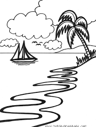 Click on the coloring page to open in a new window and print. Sunset Easy Landscape Coloring Pages Novocom Top