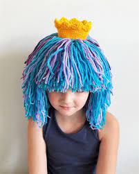Princess Hat Yarn Wig Hat With Crown Funny Hat Costume Hat Wig Hat Kids Hats Crochet Wig Halloween Hat Photo Prop Winter Hat Yarn Wig Crochet Wig Halloween Hats