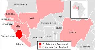 Affected countries and number of outbreaks. Epidemig Ebola Gorllewin Affrica 2013 16 Wicipedia