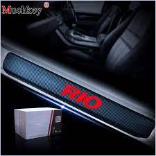 Decoration Scuff Plate Door Sill Carbon Fibre Sticker Car Accessories For Kia Rio K2 Sedan Hatchback 2010 To 2014 2015 2016 Carbon Fiber Vinyl New Audi Car Car