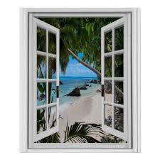 Secret Tropical Beach View Fake Window Poster Zazzle Com Fake Window Window Poster Beach View