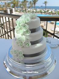 Mint Rose Wedding Cake Three Tier White Cake With A Cascade Mint Wedding Cake Wedding Cake Roses Green Wedding Cake