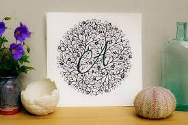 Initial Monogram Letter A Wedding Present Marriage Gift Screen Print Birthday Gift Wife Monnogrammed Monnogrammed Gifts Screen Printing Monogram Letters
