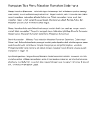Masakan indonesia sederhana dan mudah cara bikinnya. Kumpulan Tips Resep Masakan Rumahan Sederhana 20140425 235915