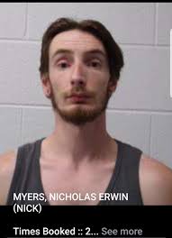 Allegany busted: MYERS, NICHOLAS ERWIN (NICK) Times Booked :: 2 DOB ::  9/9/1992 (25) Race/Sex :: W/M July 3, 2018 :: VOP September 6, 2011 ::  CHILD ABUSE * RECKLESS ENDANGERMENT