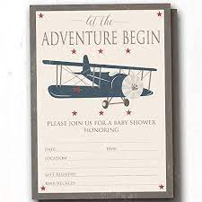 Amazon Com Vintage Airplane Baby Shower Fill In Invitations Vintage Travel Adventu Travel Baby Shower Theme Vintage Airplane Baby Shower Travel Baby Showers