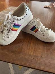 Steve Madden 5.5 Women's Belle Rainbow Stripe White Flatform Sneakers  Gay pride | eBay
